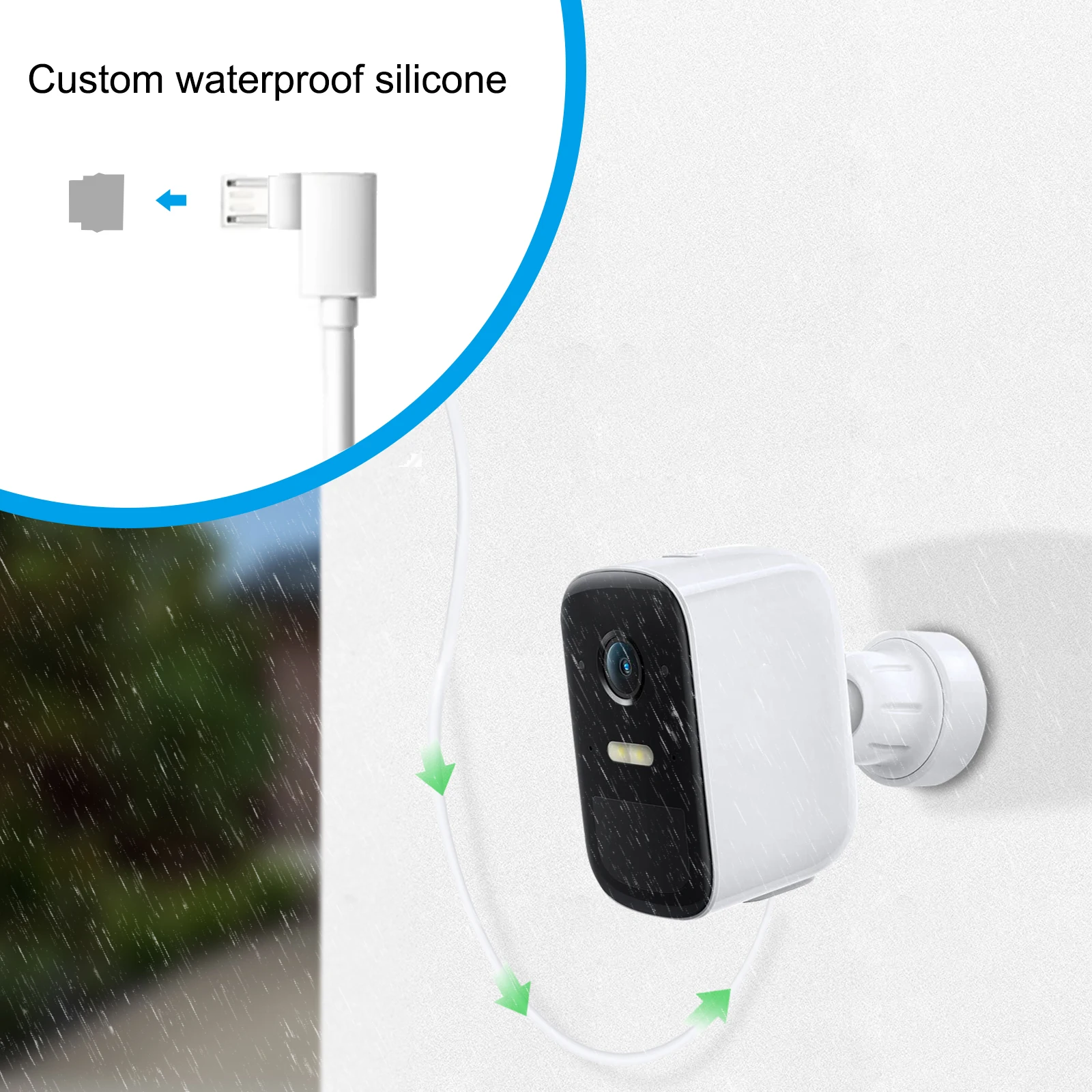 Всепогодный наружный зарядный кабель 29,5 футов/9 м для Eufycam 2/2 Pro/2C/2C Pro/E/E20 E40 (белый)