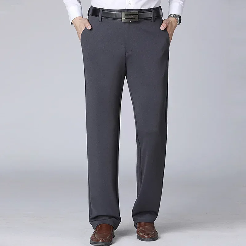 2pcs Big Size Men's Business Pants Plus Size 40-52 95-155kg Formal Work Long Pants Elastic Waist Suit Pants Casual Trousers