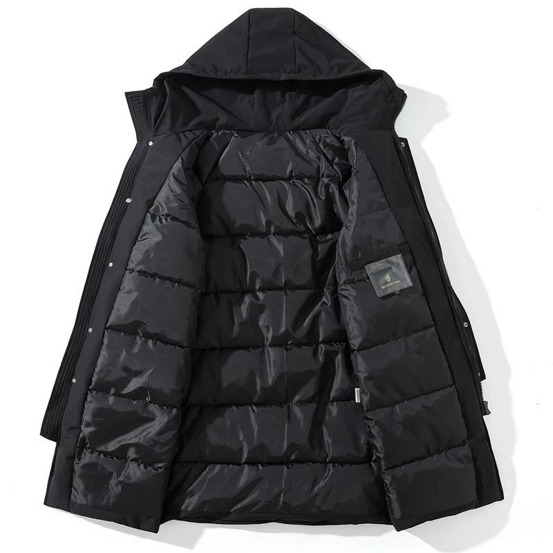 Jaqueta de algodão acolchoada com capuz masculina, casaco longo, Parkas grandes, casacos grossos soltos, casacos quentes, moda inverno, nova