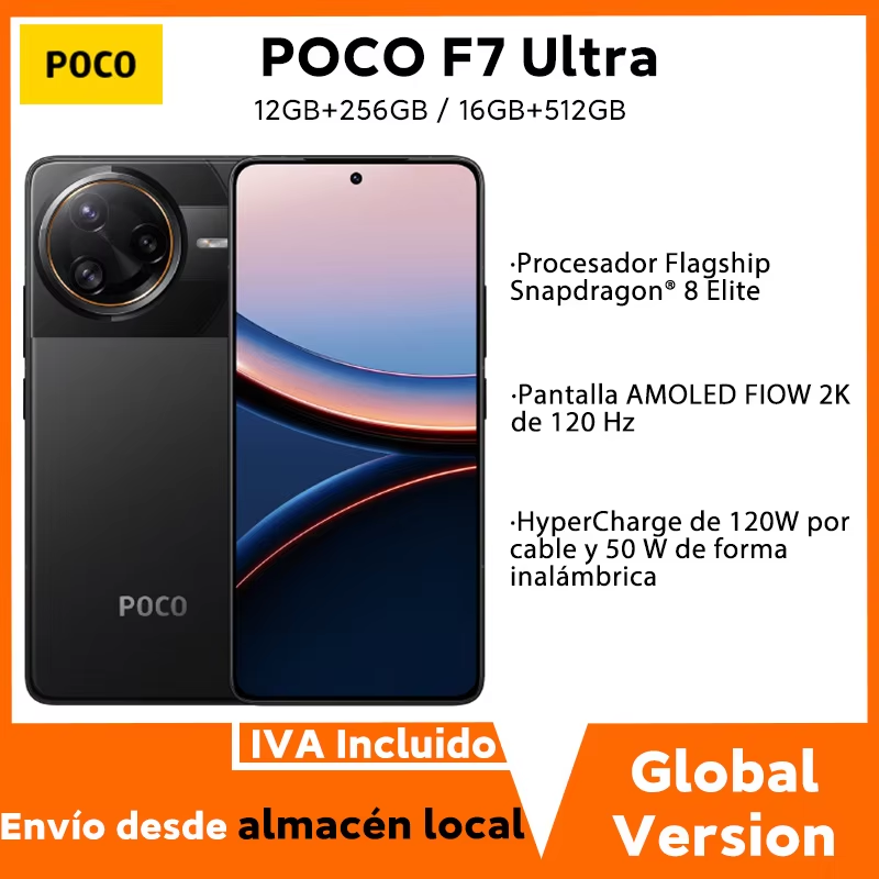 Versión Global POCO F7 Ultra 5G Smartphone NFC 256GB 512GB 2K 120Hz Pantalla AMOLED de flujo insignia Snapdragon ®   8 Elite NFC 5300mah