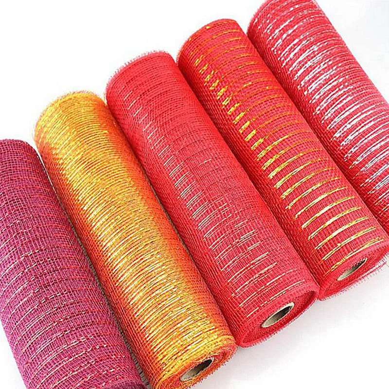 10 Yards Gold Draht geflecht Stoff für DIY Band Bögen Blumenkranz Metallic Mesh Geschenk verpackung Netz Hochzeit Weihnachts dekoration