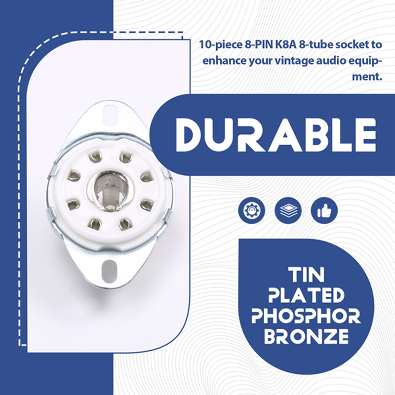 10Pcs 8PIN K8A Octal Tube Socket Ceramic Valve Base For EBL21 ECH21 4P1S 5B254 7N7 4J1S