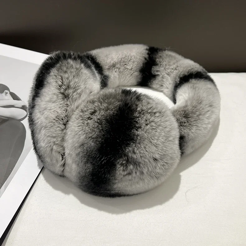 Orejeras de piel de conejo Rex auténtica para mujer, calentadores de orejas de invierno, orejeras peludas suaves y cálidas para clima frío