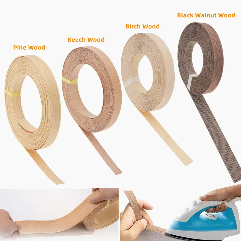 15 Meter Wood Edge Strip Banding Hot Melt Self-Adhesive Furniture Tape Edging Veneer Sheet Cabinet Edge Decoration 1.9CM Width