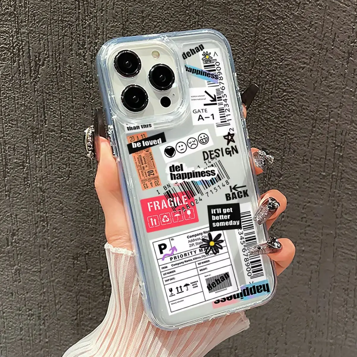 Casing TPU lembut anti guncangan hitam dan putih desain baru, desain netral dengan beberapa untuk iPhone 16 15 Pro Max 14 13 12 11 Plus