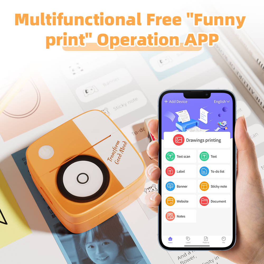 New Photo Printing Machine D2 Mini Printers Thermal Paper Stickers Paper Label Sticker Label Maker Printer for Error Printing