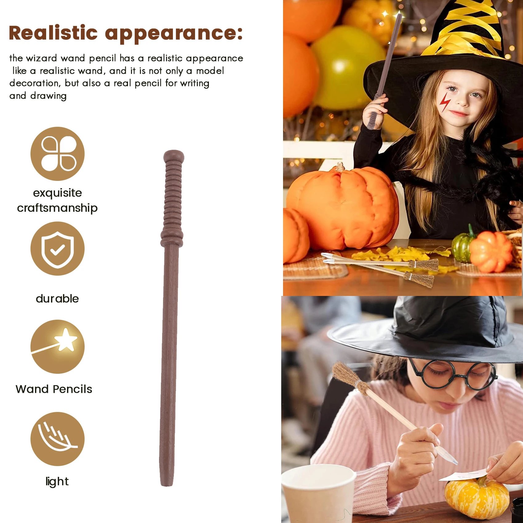 BABQ 72x Wizard Theme Party Favors Set Includes 24 Wand Pencils 24 Wizard Glasses with Round Frame No Lenses 24 Tattoos