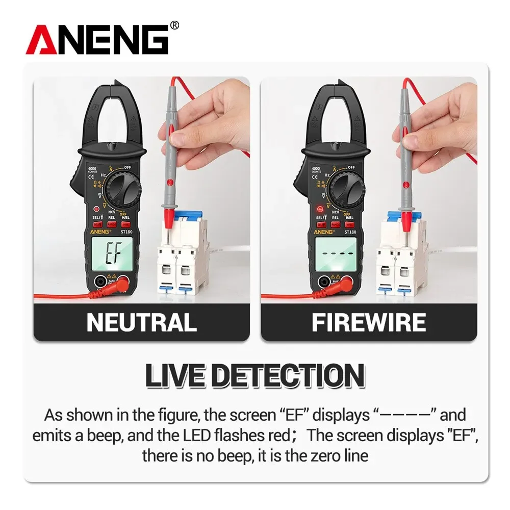 ANENG ST180 Clamp Meter ความแม่นยําสูง 4000 นับ AC/DC แรงดันไฟฟ้า NCV True RMS มัลติมิเตอร์แบบดิจิตอลทดสอบเครื่องมือวัด
