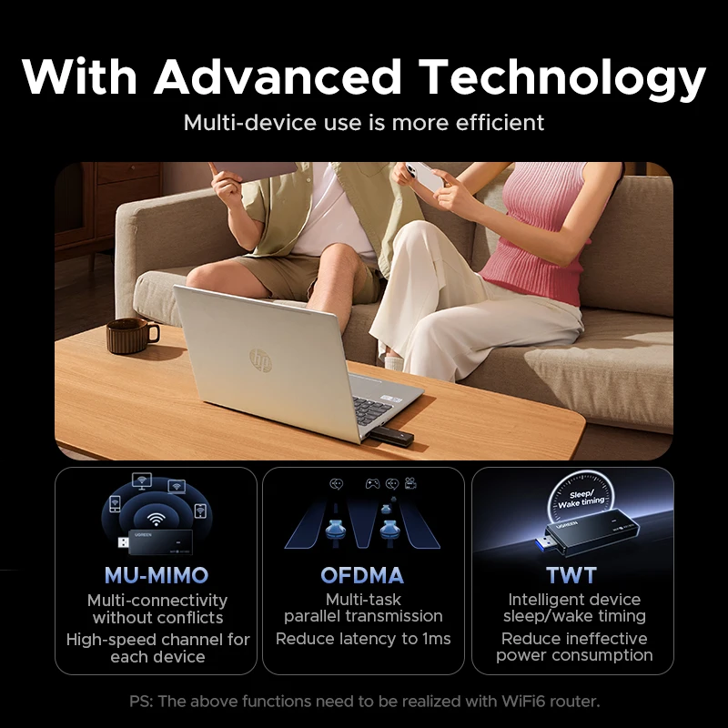 UGREEN WiFi-адаптер WiFi6 AX1800 USB3.0 5G и 2,4G двухдиапазонный USB WiFi для ПК, ноутбука, Wi-Fi-антенна, USB-приемник Ethernet, сетевая карта