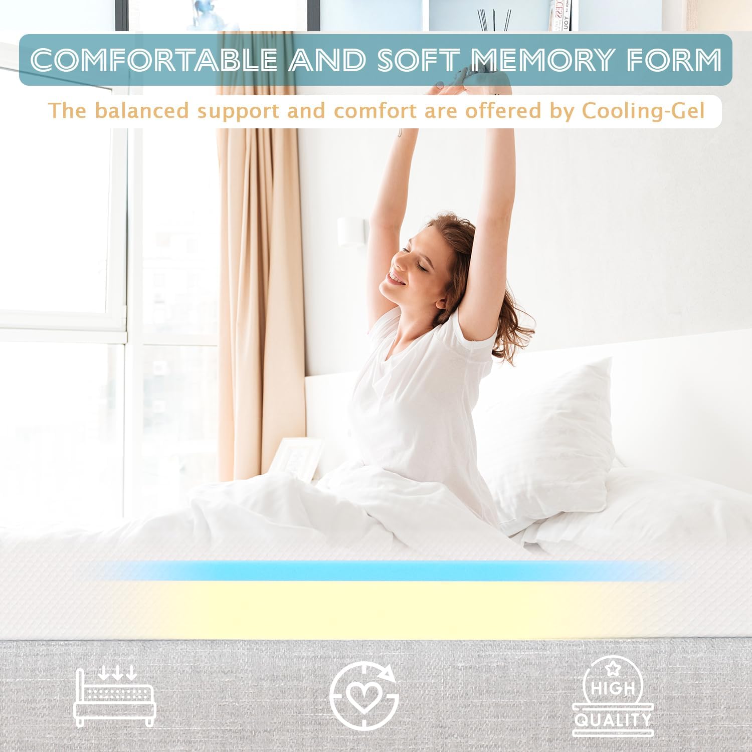 Mattress, Gel Memory Foam Full Mattress, Pressure Relieving, Cooling Gel Foam, Full Mattress in a Box, Bed-in-a-Box