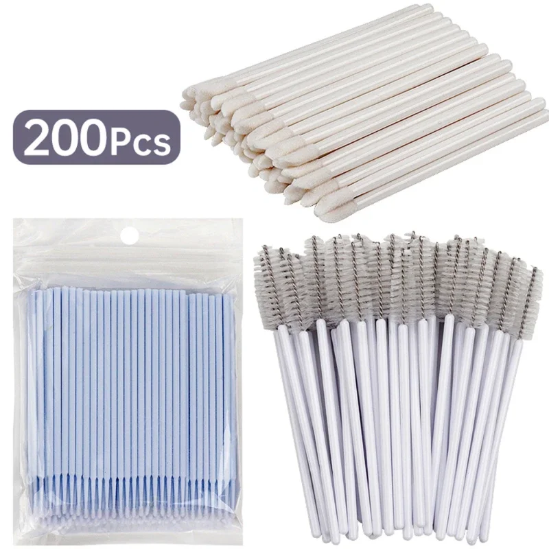 200 PCS Eyelash EXTENSION พิเศษขนตาแปรง Micro แปรงแปรงขนตา Lipline แปรงผ้าฝ้ายสําหรับ Eyelash EXTENSION TOOL