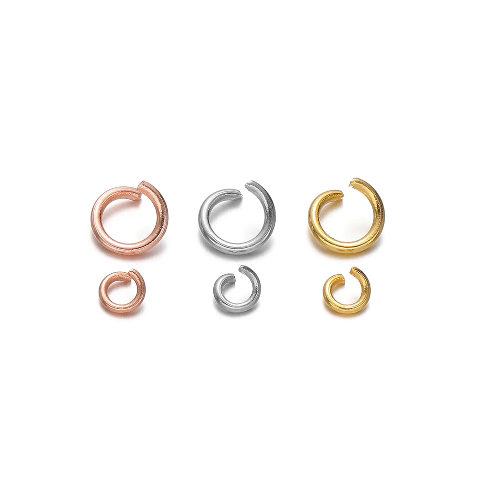 100 Uds. Anillos de salto abiertos de acero inoxidable, conectores de anillos de salto de bucle único para pulsera DIY, suministros para collares, fabricación de joyas a granel