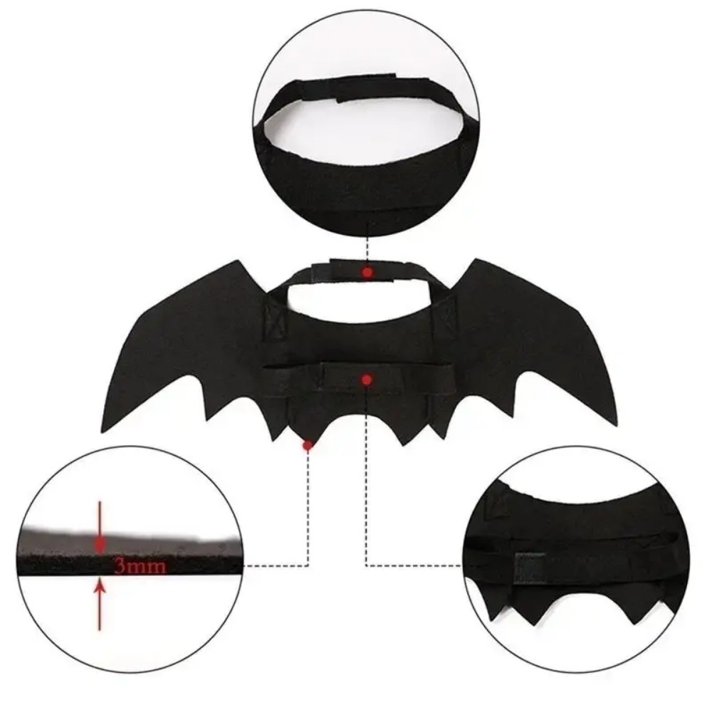 Halloween Bat Wing Costume for Pets, Puppy Collar Leads Cosplay Bat Costume, Halloween Party Decoration