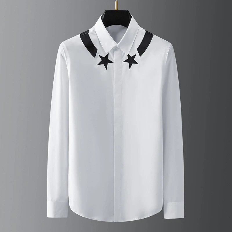 Camisa de alta gama para hombre, camisa estampada de manga larga con solapa, compras diarias al aire libre, tela cómoda, talla grande xs-6xl