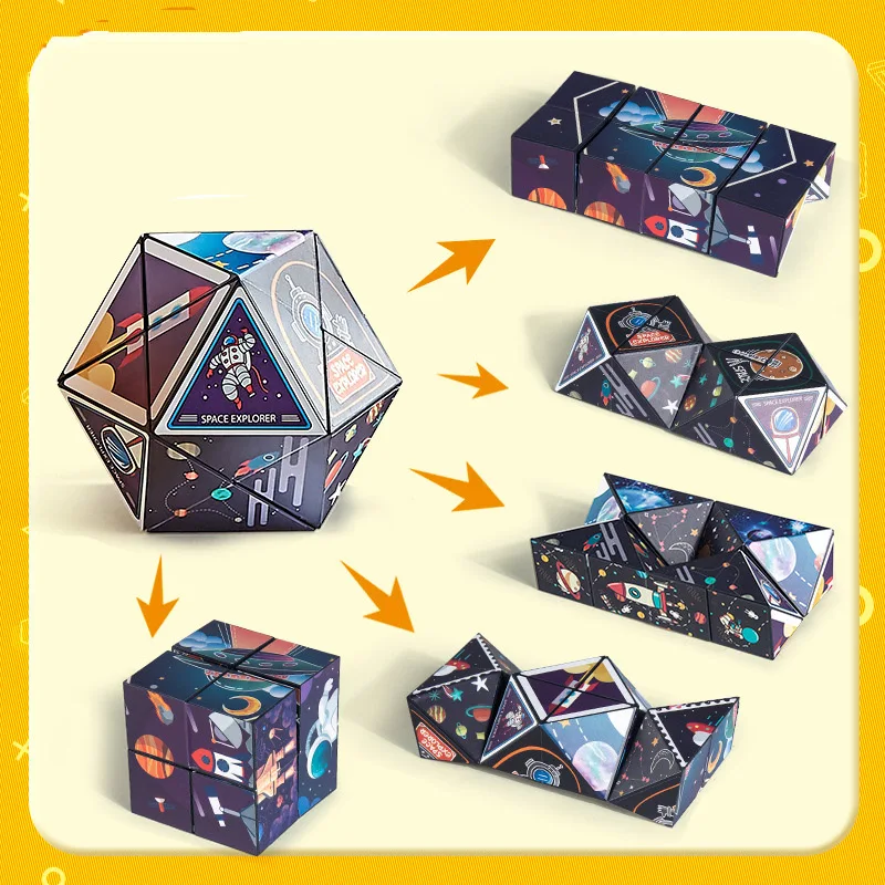 Caixa de mudança de forma geométrica mutável cubo mágico magnético 3d descompressão mão flip quebra-cabeça crianças aliviar brinquedo fidget