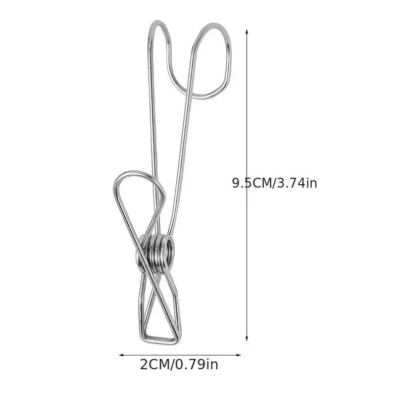 10 mollette in acciaio inossidabile con ganci, clip a molla in metallo con ganci, clip universali per appendere uffici, cucine, bagno