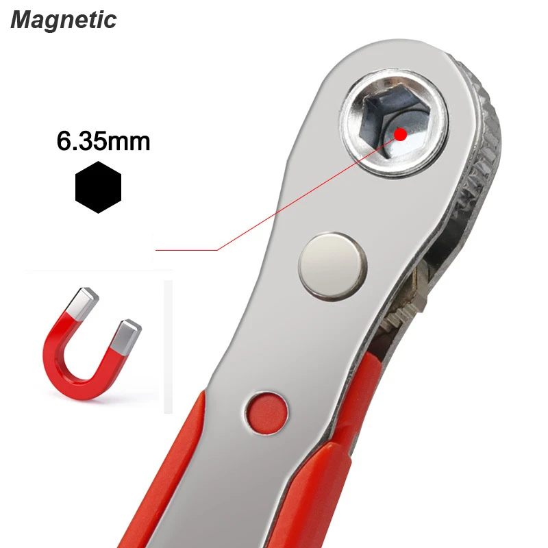 Mini destornillador de Llave de trinquete 1/4, herramienta de mano de reparación de mango de enchufe de liberación rápida ajustable hexagonal para reparación de automóviles, cerca de cuartos