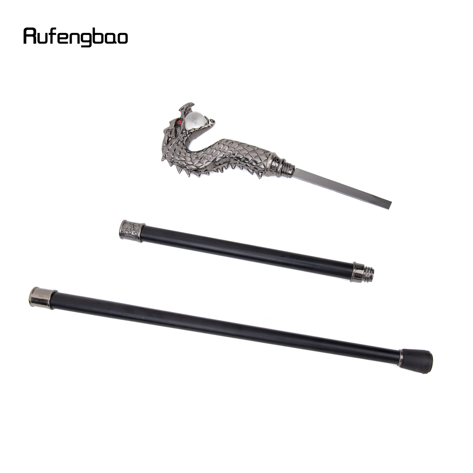 Cabeça do dragão mordida bola bengala com placa escondida auto defesa moda placa de cana cosplay crosier vara 93cm