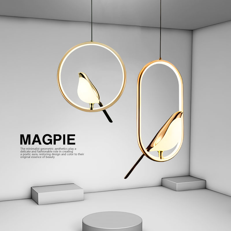 Lámparas colgantes con cable LED de pájaro Urraca AC85-265V luces de araña LED para interiores para mesita de noche dormitorio luces colgantes de plata negras para interiores
