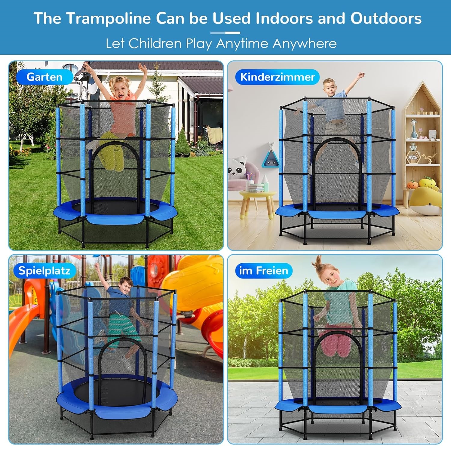 Tramimmersion pour Enfants, Mini Tramimmersion pour Tout-Petit, Filet de Sécurité, Fermeture Éclair spatirée, Tramimmersion Ronde, Niket Extérieur, Ø 140cm