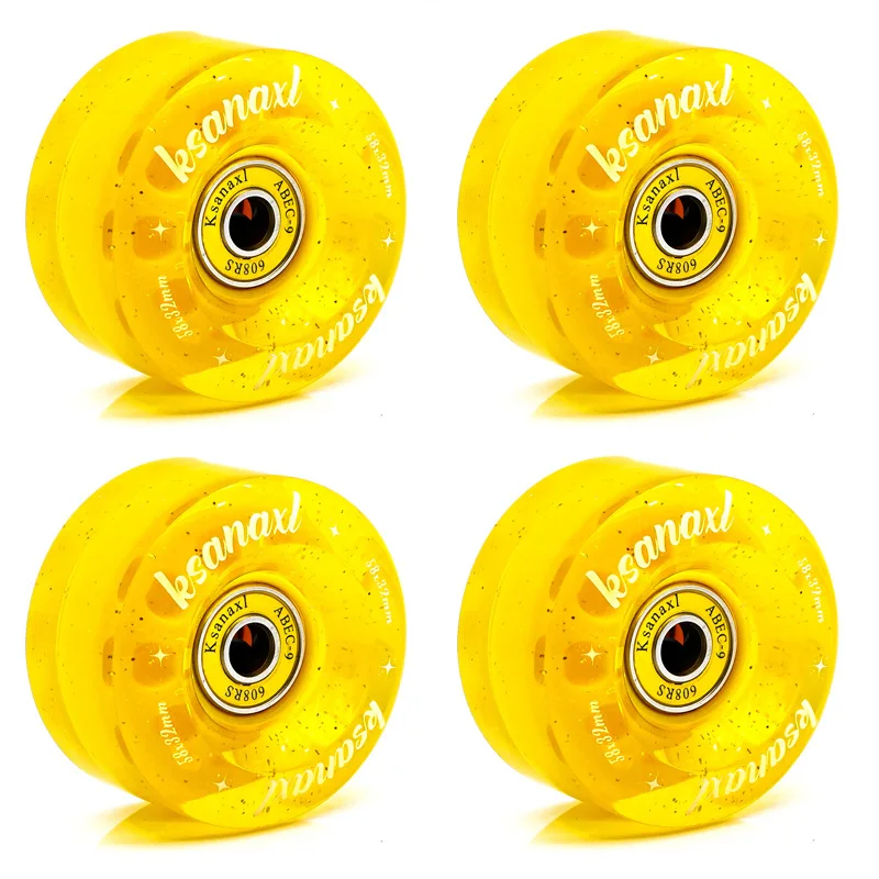 4 Pack 58mm x032mm 82A Pack Roller Skate Wheels with Bearings Installed for Double Row Skating, Quad Skates and Skateboard