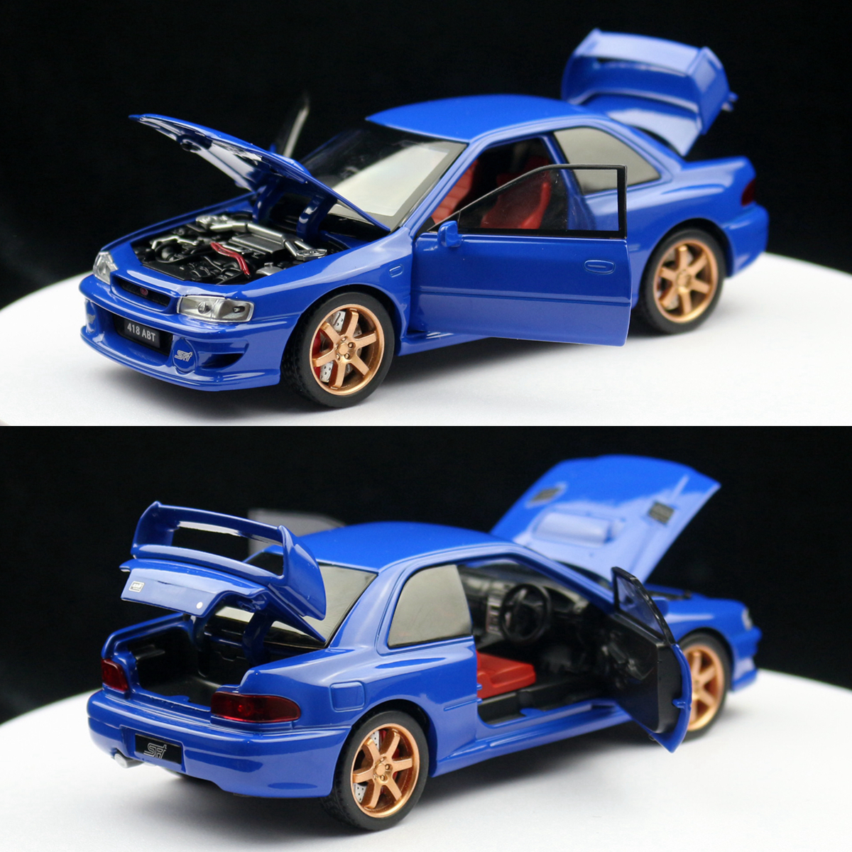 1/32 Subaru Impreza WRX 22B STI JDM Toy Car Model Diecast Metal Vehicle Miniature Sound & Light Pull Back Collection Gift Kid
