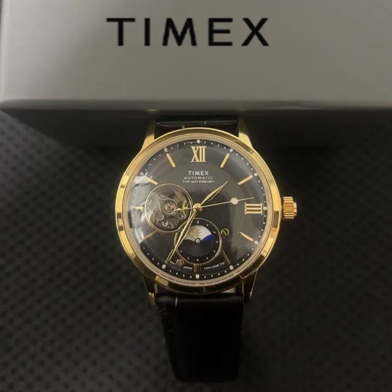TIMEX автоматические брендовые мужские часы, роскошные многофункциональные часы для отдыха для мужчин, наручные часы с календарем и кожаной полосой