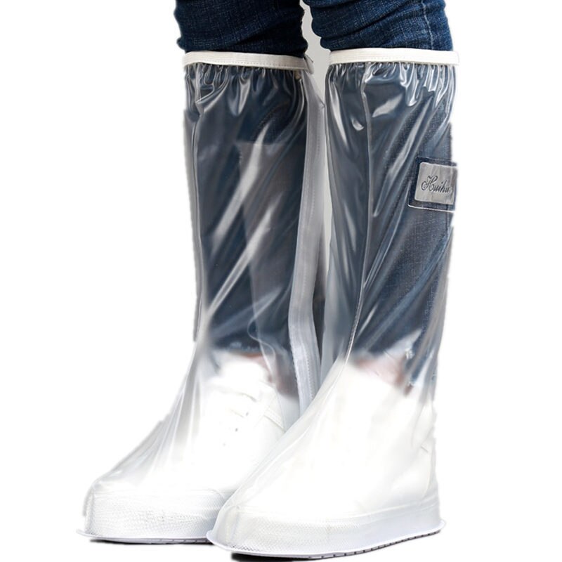 Capas de bota de chuva de PVC impermeável reutilizável, tampa de sapato unissex alta, antiderrapante ficar seco, forte e durável, neve e sujeira Proo, 1 par