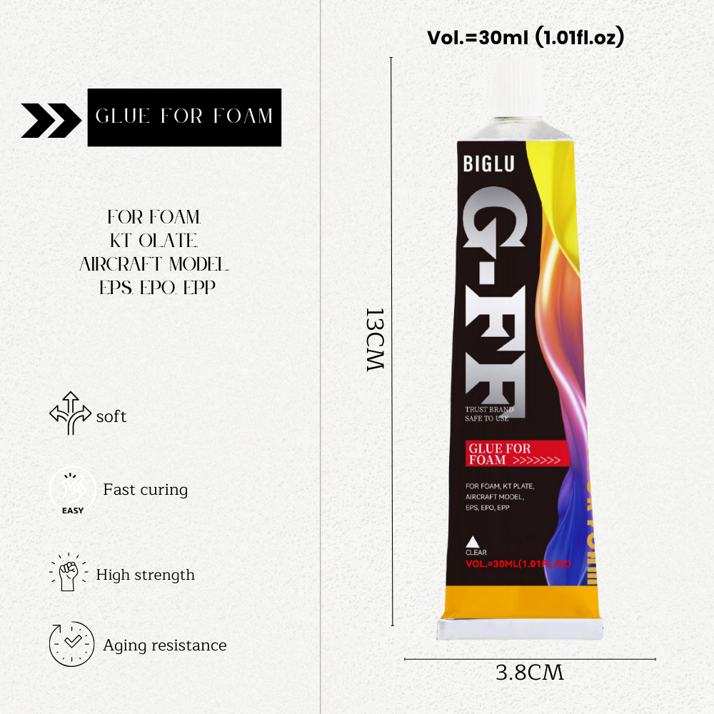 BIGLU Foam Glue High-Strength Waterproof Bonding Sponge Aircraft Model Wood Metal EPS EPO EPP Adhesive