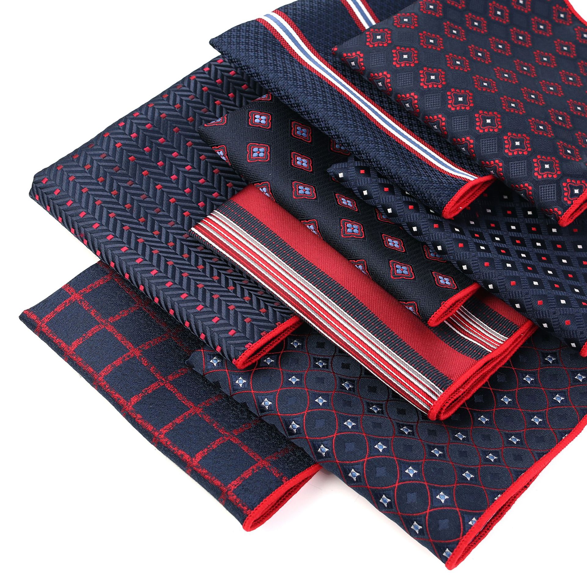 Pañuelo rojo vino para boda para hombre, pañuelo Vintage a rayas con puntos y bolsillo cuadrado, Paisley azul marino, traje de bolsillo a la moda
