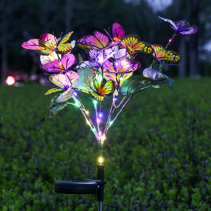Solar Schmetterling LED Farbige Licht Rasen Lampe Outdoor Landschaft Lampe für Weihnachten Garten Villa Urlaub Hochzeit Party Dekoration
