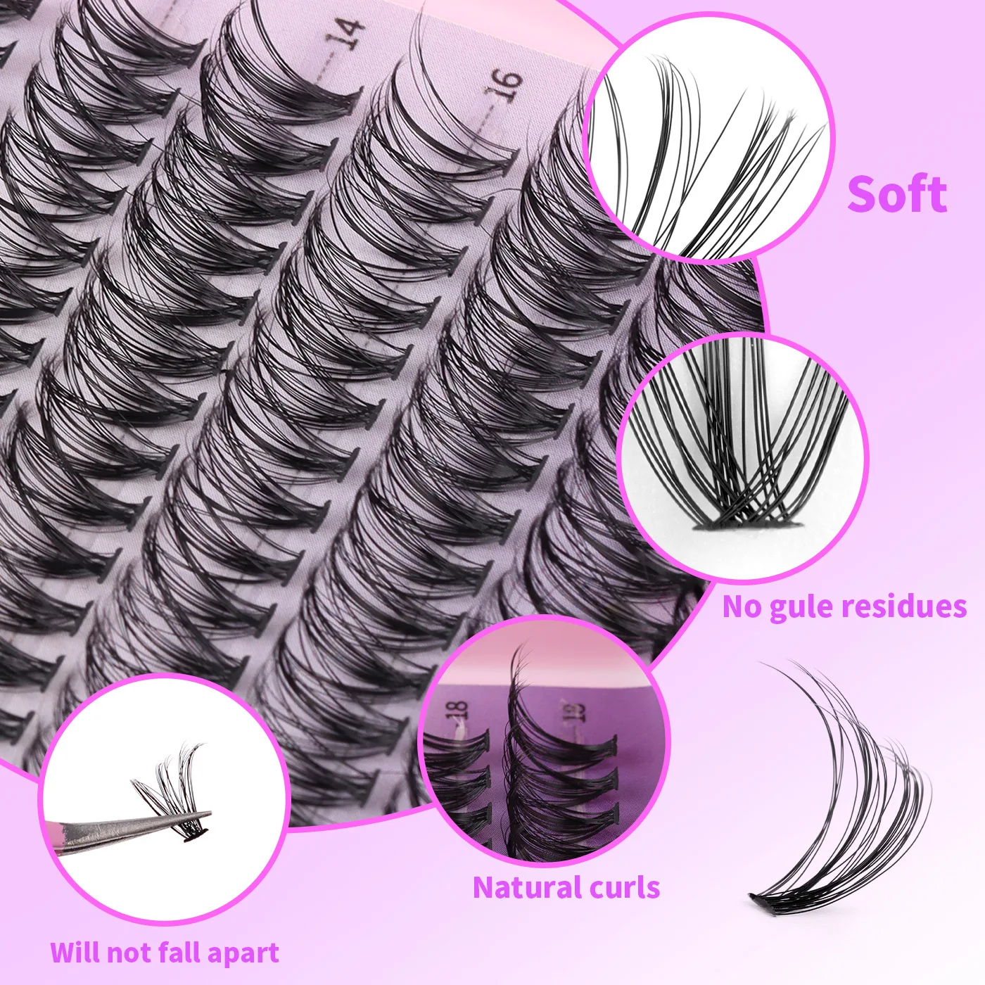 MIAOJIE 30D 40D 60D ถาดผสมขนตา 3D รัสเซีย Volume Eye Lashes Soft Natural Lashes Mink Lash Cluster ขนตาปลอม