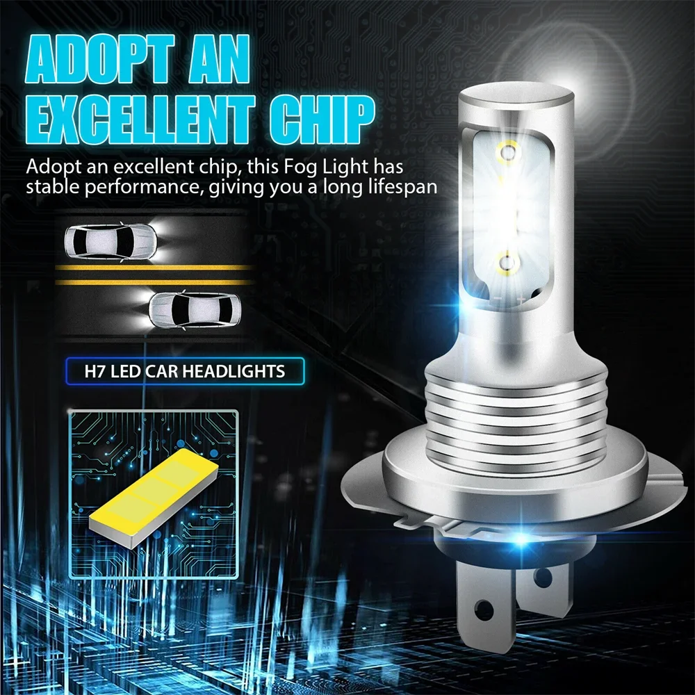 4 Gói H7 LED Bóng Đèn Pha Bộ Cao Chùm Thấp 6500K Siêu Trắng Đèn Xe Ô Tô Đèn Sương Mù Với H4 h8 H8 H11 Chip Cob 12V 24V 110W