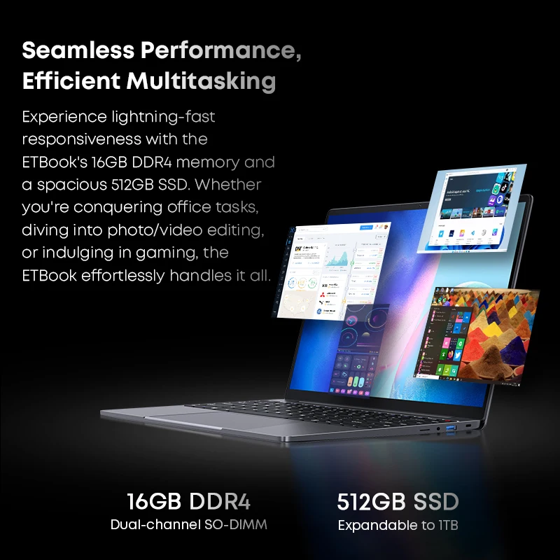 Acer Gadget e10 ETBook Laptop 14" 2K Display Intel Core i3-1220P 16GB RAM 512GB SSD  WiFi6 Windows 11 Ultra-thin/Light Notebook