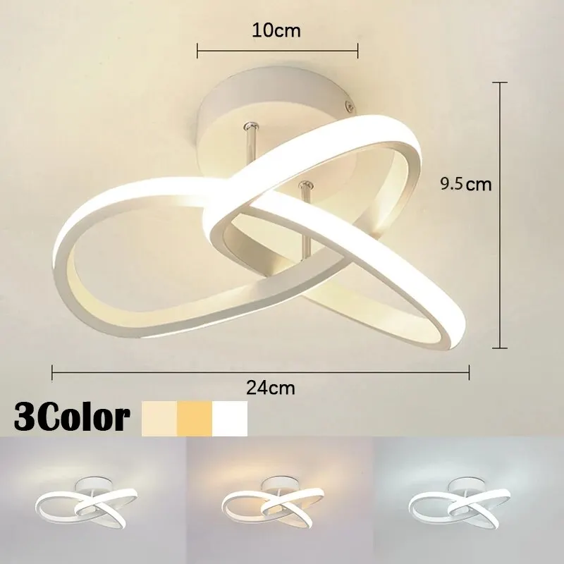 Lâmpada de teto led 3 cores em uma lâmpada estilo moderno lustre quarto luz superfície instalação 85-265v corredor lâmpada da sala de jantar
