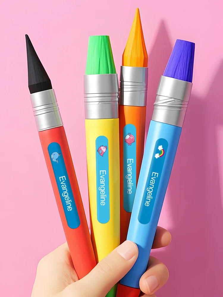 Adesivi con nome personalizzato impermeabile per bottiglie d'acqua e cancelleria per bambini, etichette personalizzate colorate, vinile resistente, ecologico