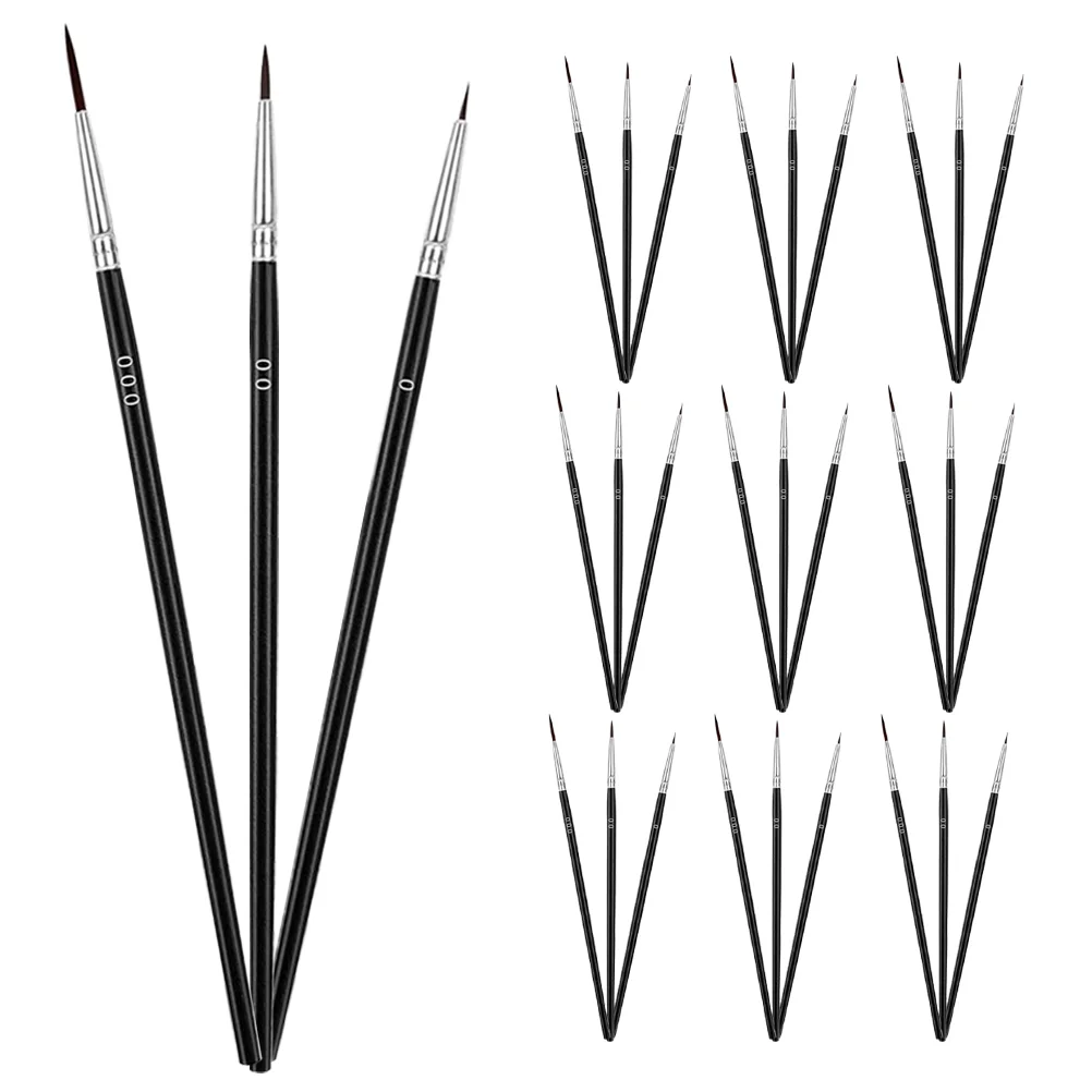 30 pezzi penna a gancio set di pennelli sottili set di dettagli pennelli in miniatura numero piccolo set di pittura in nylon per legno per acrilico, acquerello, olio