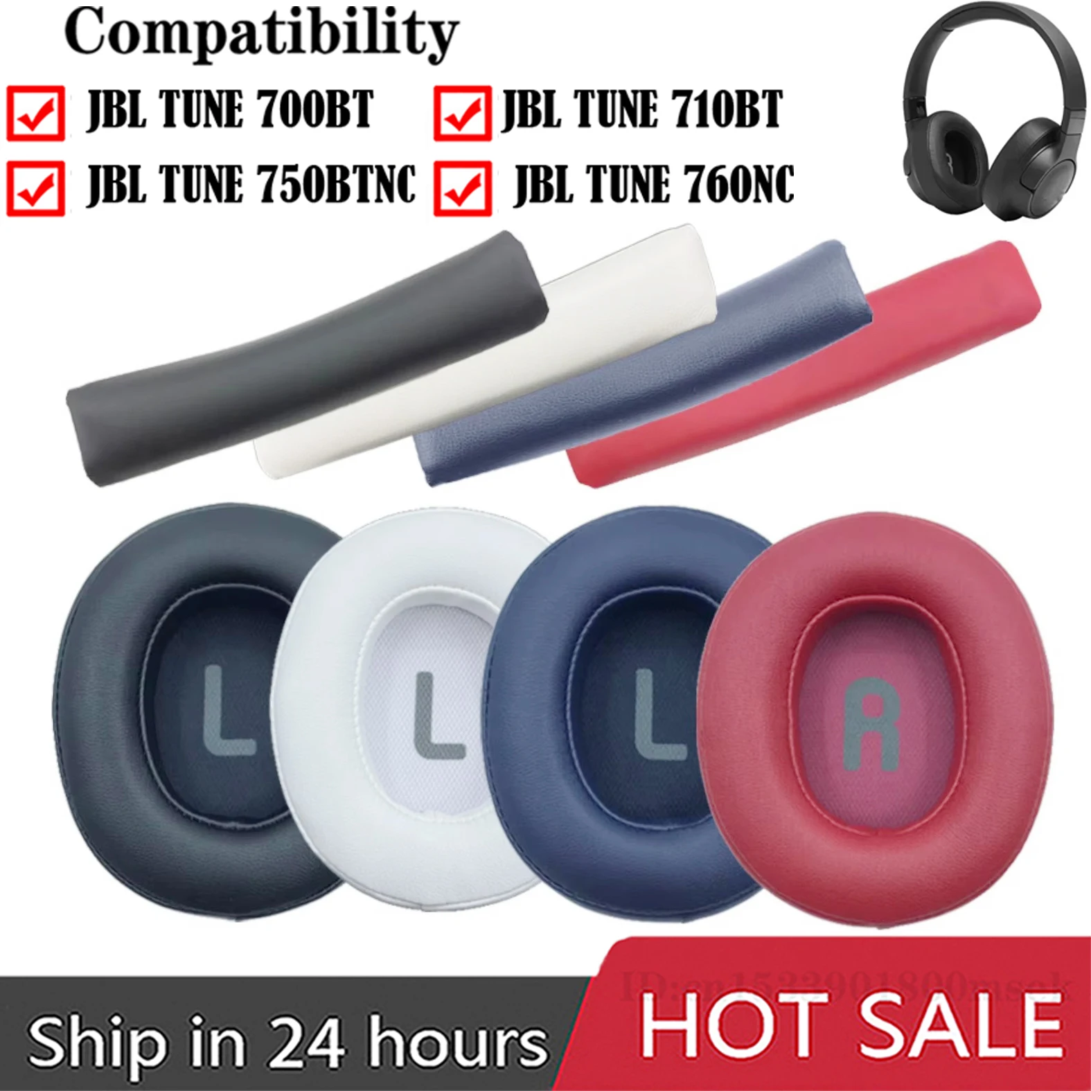 Ersatz-Ohrpolster für JBL TUNE 700BT 700BTNC 750BTNC Kopfhörer, weiche Schaumstoff-Ohrpolster, hohe Qualität