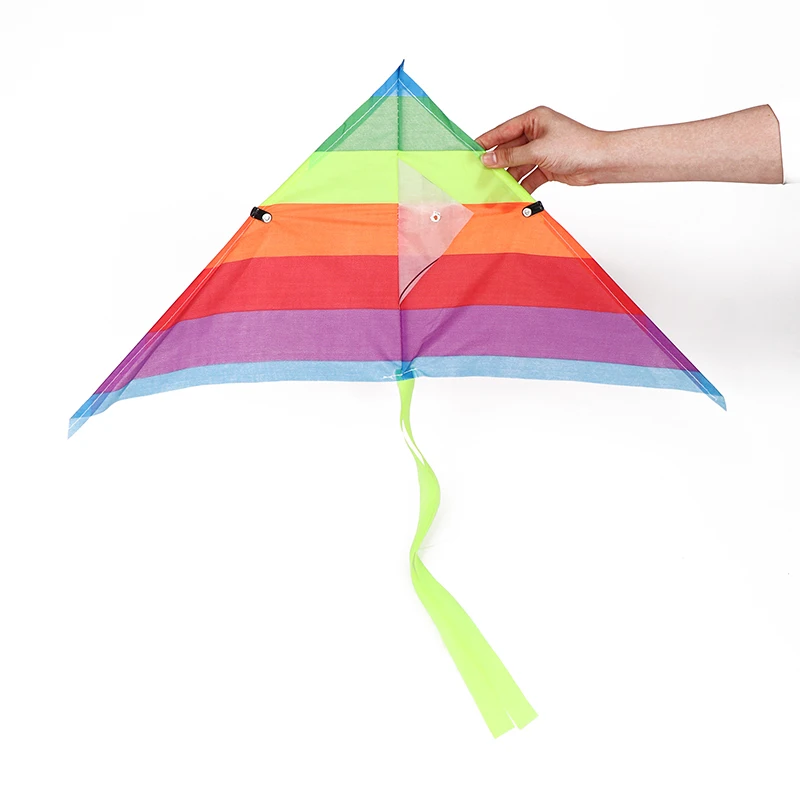 Cometa de colores triangular para niños, cometas voladoras de arcoíris, cuerda de 30M, diversión al aire libre, juguetes deportivos, novedad