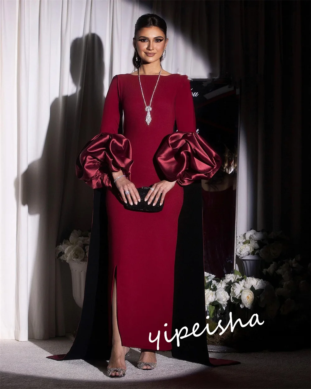 Maßgeschneidertes Blumen-Quinceanera-Kleid in A-Linie mit O-Ausschnitt, maßgeschneidertes Anlasskleid in Anke-Länge