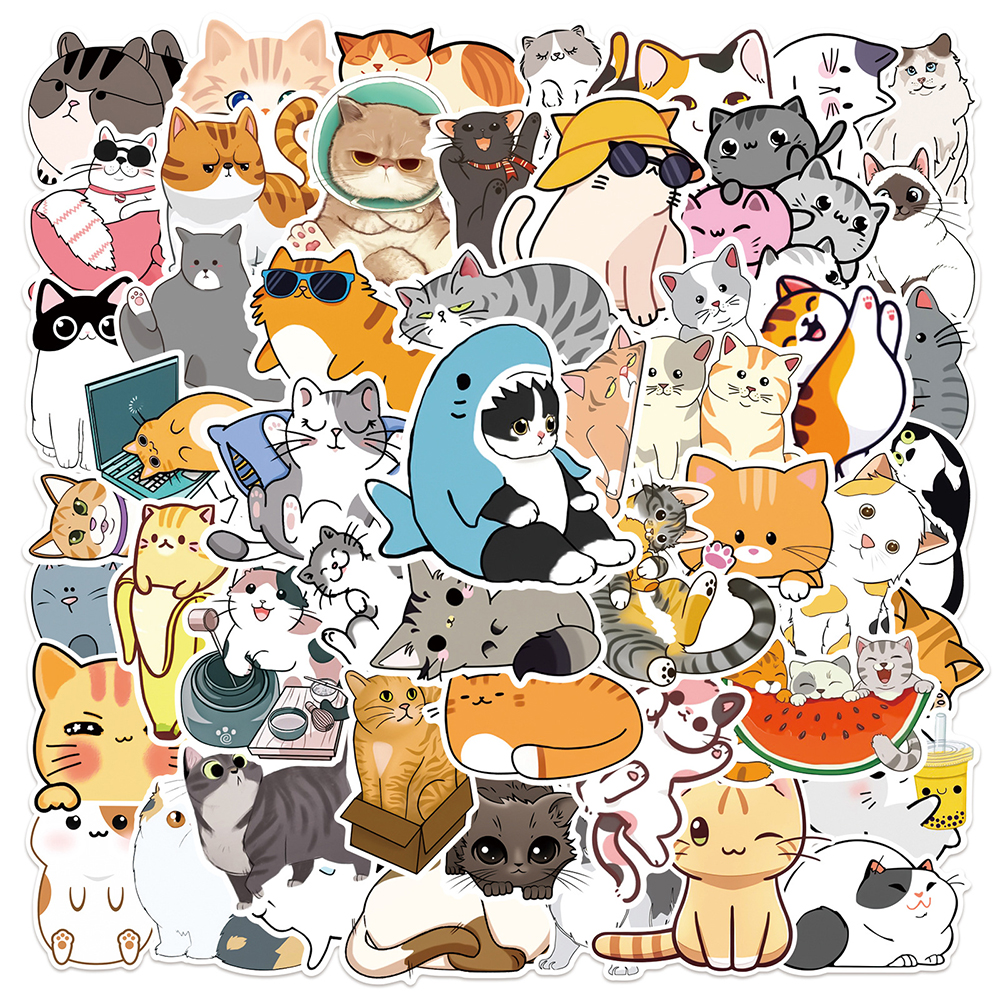 10/30/50 個かわいい猫キティステッカーかわいい動物デカール子供のおもちゃスクラップブックラップトップ電話固定ギタースーツケース車のステッカー