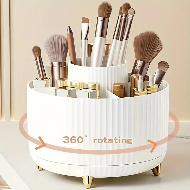 1pc 360 회전 화장품 케이스 - 브러쉬/립스틱용 계층 ABS 플라스틱 정리함 |   화장대/욕실 보관함, 빠른 청소 표면
