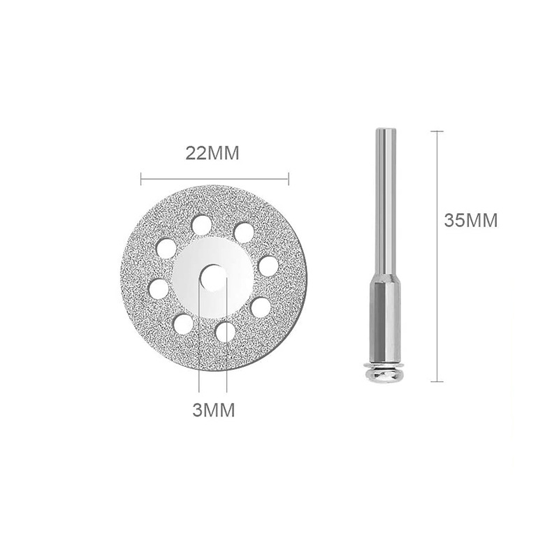 10Pcs 22mm Mini Sharp Diamond Cut Off Rotary Tool Cutting Disc Disks DIY Tools Accessories For Dremel with 2Pcs rod