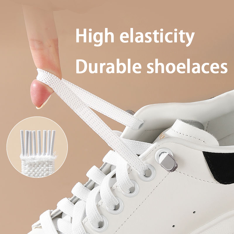 Elastic Laces Sneakers No Tie Shoe laces 8MM Wide Flat Shoelaces without ties Kids Adult Quick shoelace Shoe Accessories