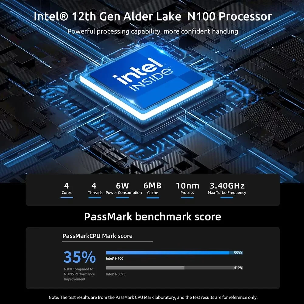 BMAX B4 Plus Mini PC Windows 11 PC Intel N100 16 GB DDR4 512 GB SSD 2 * HDMI 1 * Tipo-C Supporta grafica Intel UHD 4K a 60 Hz 750 MHz