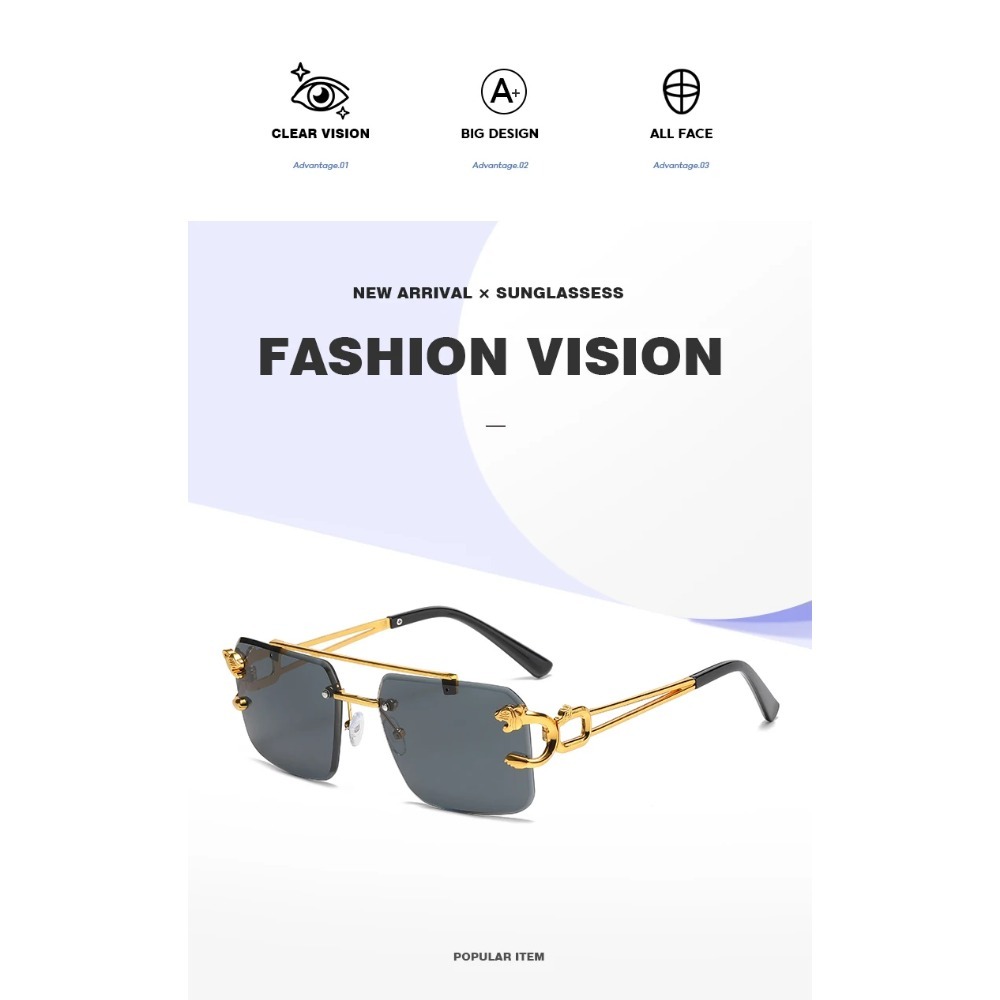 Mode Randloze Vierkante Dubbele Brug Zonnebril Vintage Vrouwen Mannen Zonnebril UV400