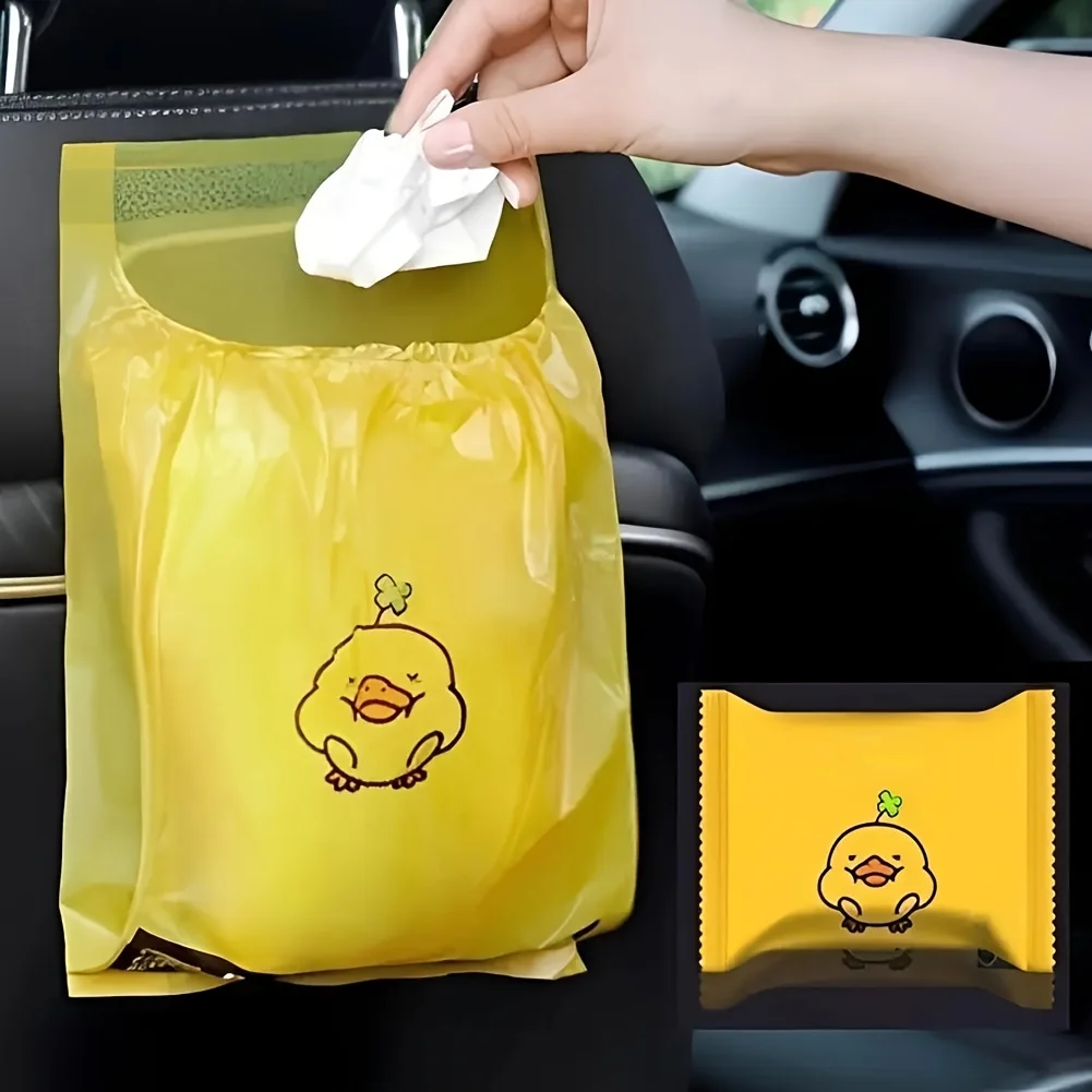 15 unids/pack bolsa de basura adhesiva para coche desechable colgante Interior de coche bolsa de limpieza multifuncional pequeña bolsa de plástico cubo de basura para coche