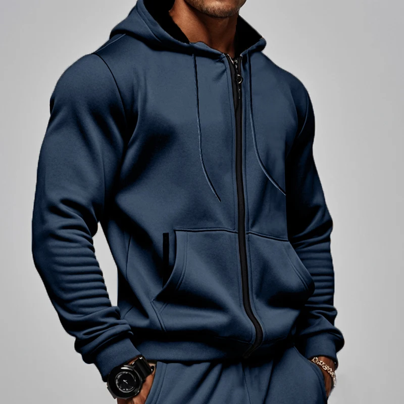 Sudadera con capucha de lana cómoda para hombre, camisa deportiva con cremallera, sudadera de manga larga, temporada de otoño e invierno