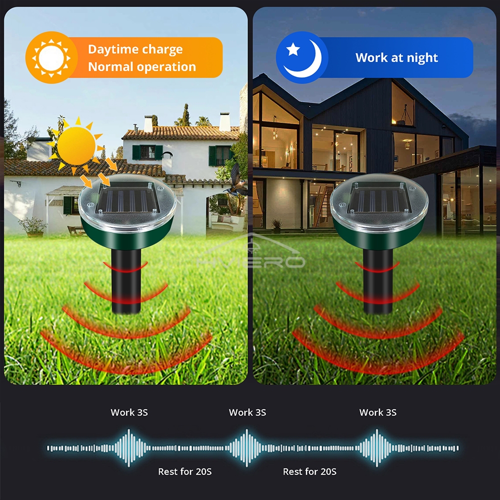 1/2/4/8 Solar Powered Ultrasonic Sonic Mole Pest Rodent Repeller Repellent Yard Outdoor Lamp Backyard Farmland Mouse Repeller