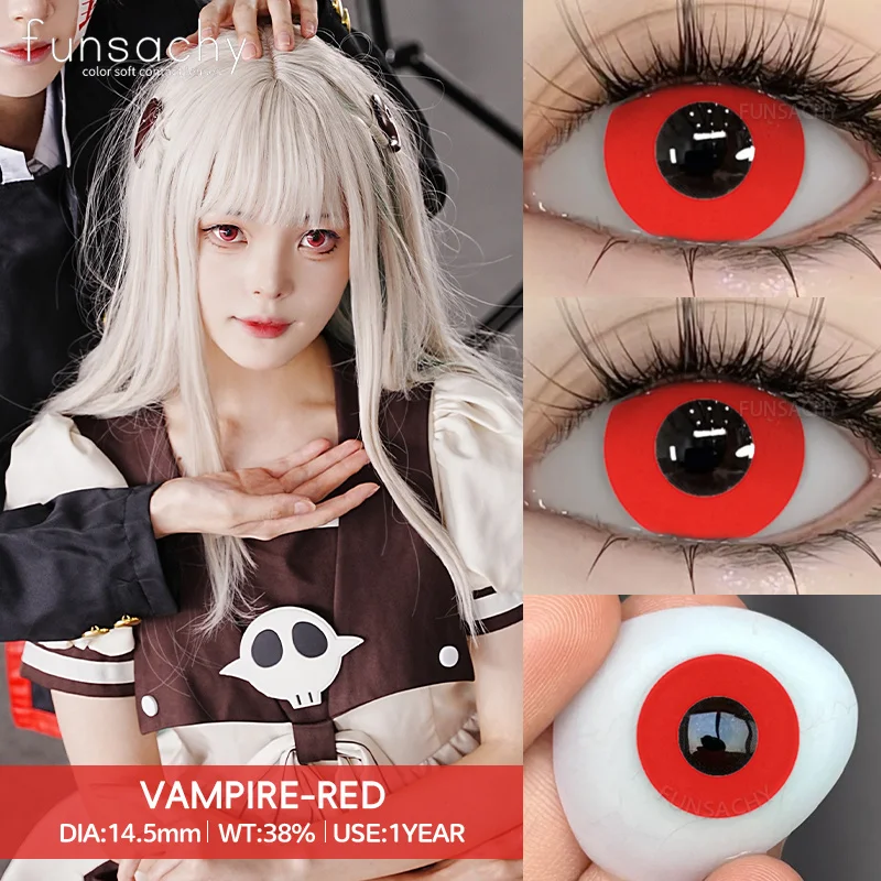 FUNSACHY 1 ペア吸血鬼コスプレコンタクトレンズ目アニメロールプレイングコンタクトレンズ化粧品カラフルな多色の目の瞳